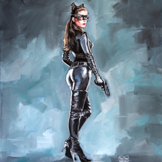 Anne Hathaway as Catwoman, The Dark Knight Rises (2012) - Óleo sobre tela, 50cm x 40cm.